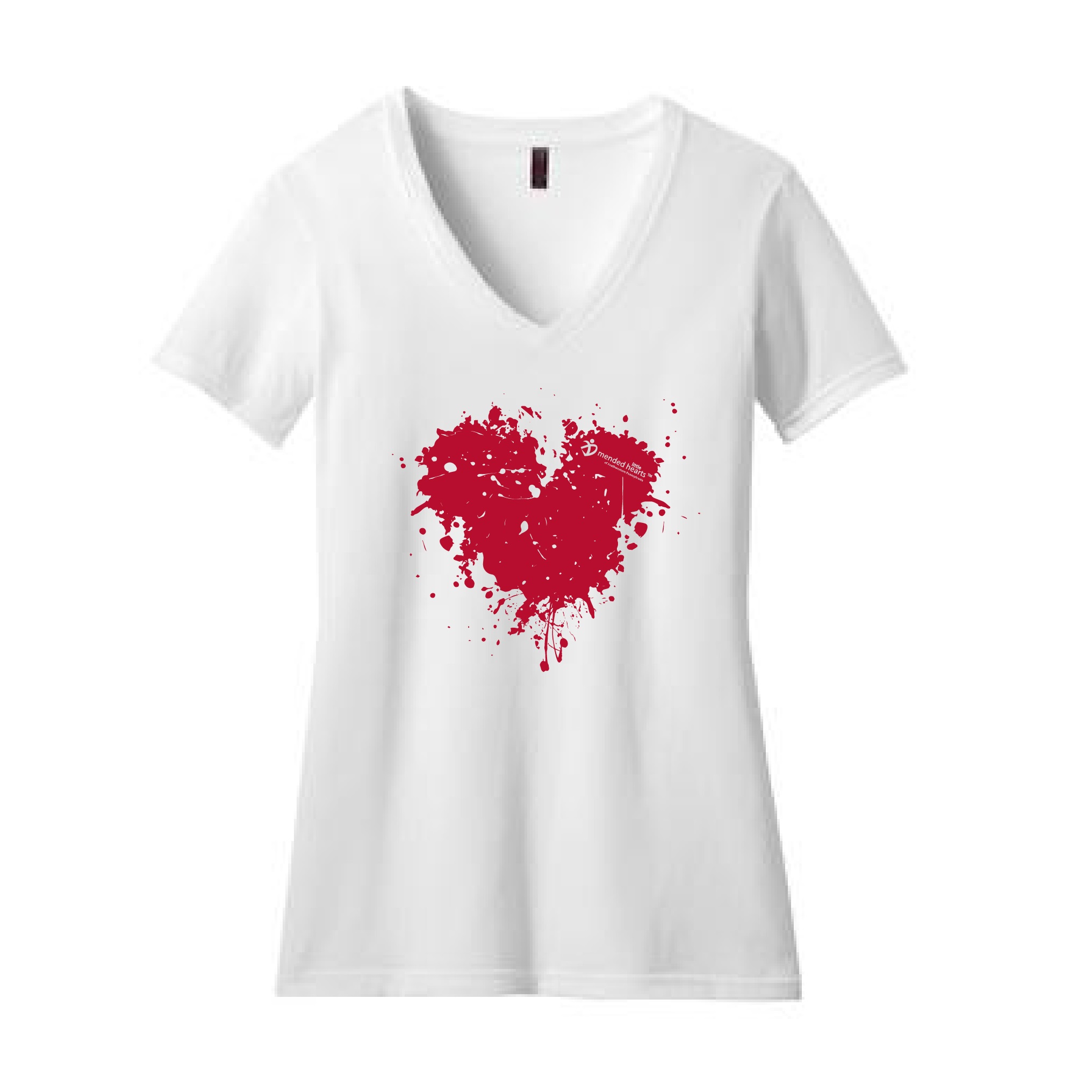 Splatter Heart Ladies’ V-Neck Available in Multiple Colors