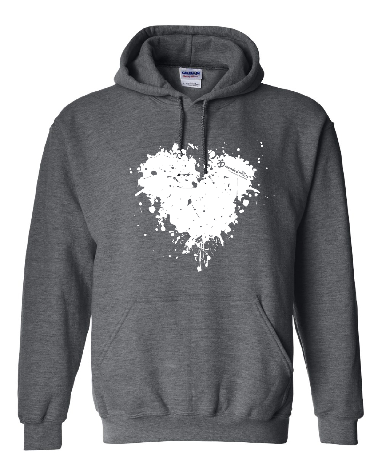 Splatter Heart Hooded Sweatshirt Available in Navy or Dark Heather