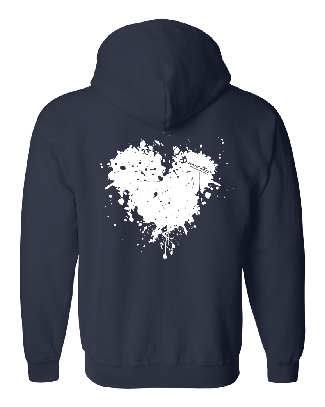 Splatter Heart Zip-Up Hooded Sweatshirt Available in Navy or Dark Heather